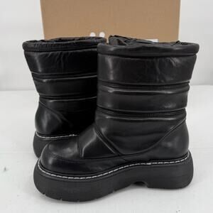 NEW LAST Fergie Leather Warm Lining Black Snow Boots Bootie Size EU 36